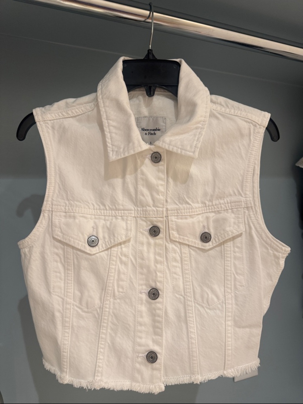 New with Tags White Denim Jean Jacket Vest Abercrombie & Fitch Size Small